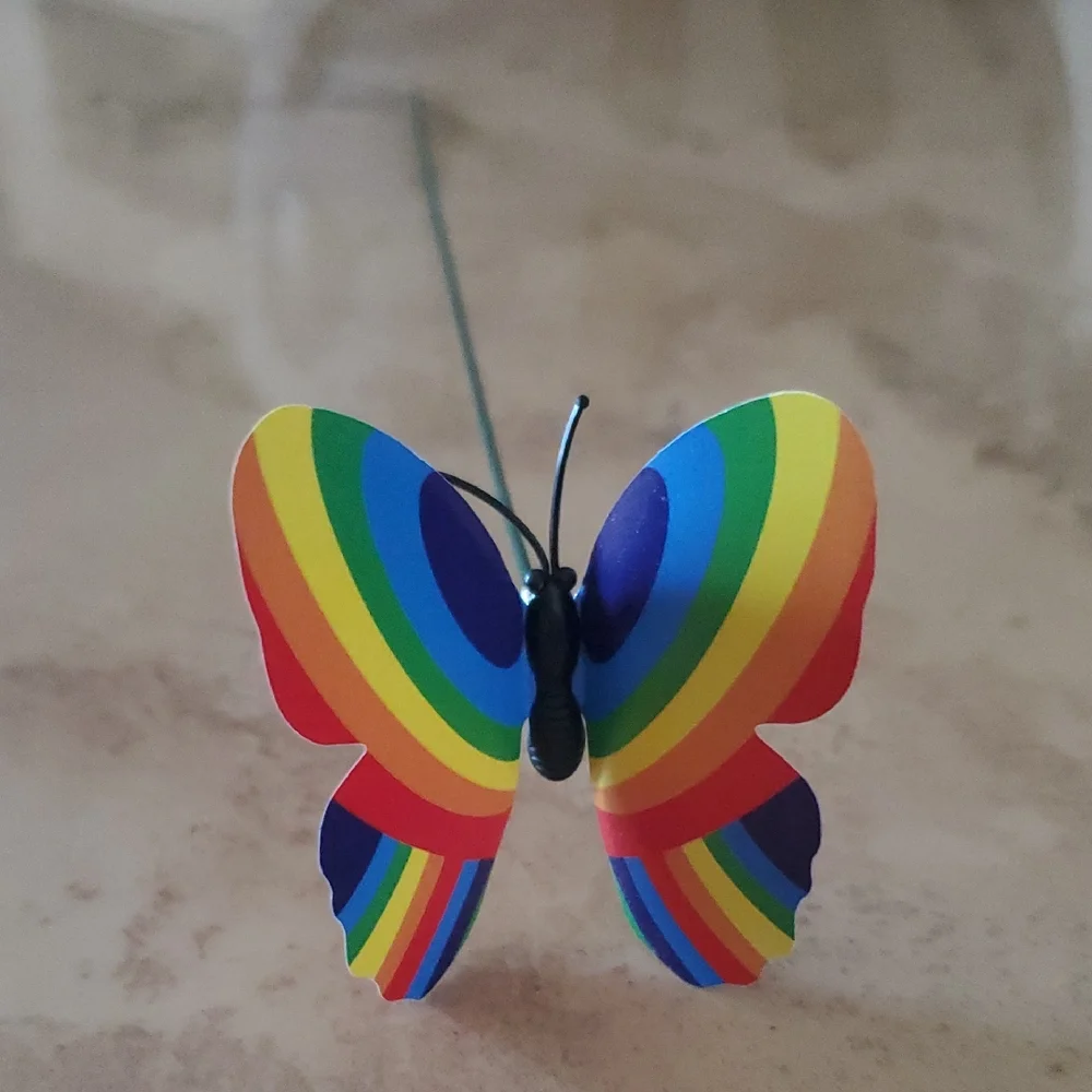 Rainbow Butterfly Faux Floral Accent